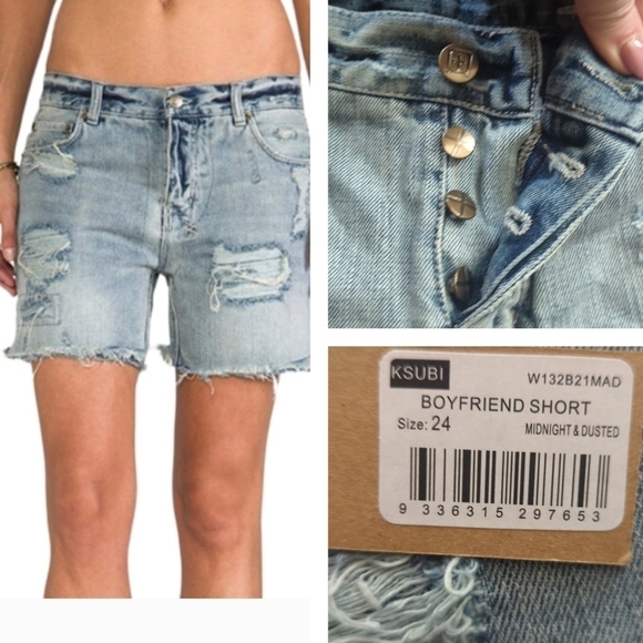 Ksubi x Revolve distressed Swiftie denim blue button fly boyfriend shorts NWT - Picture 10 of 10